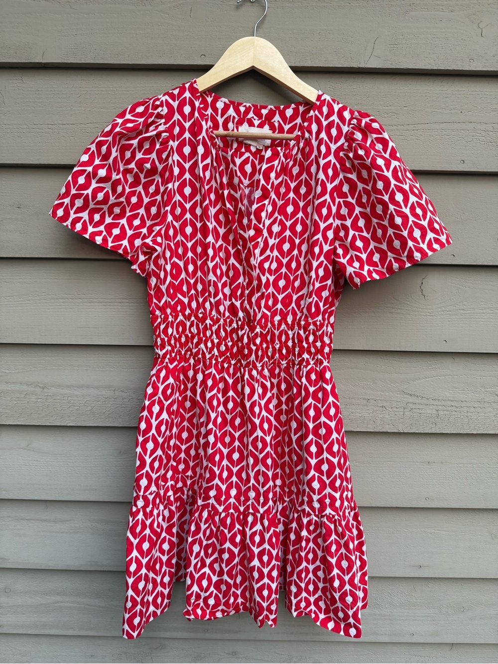 Anthropologie Red and White Printed Mini Dress